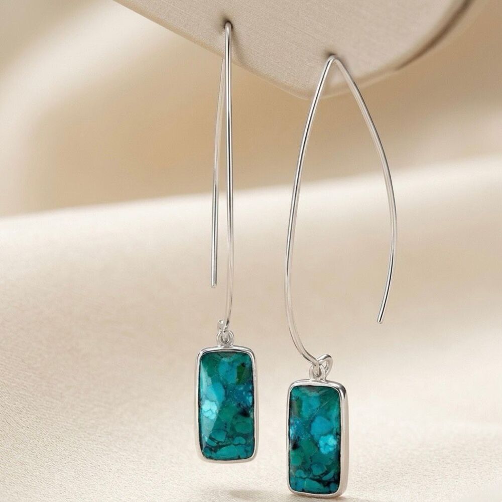Silpada 'Oasis' Compressed Turquoise Sterling Silver Elongated Drop Earrings